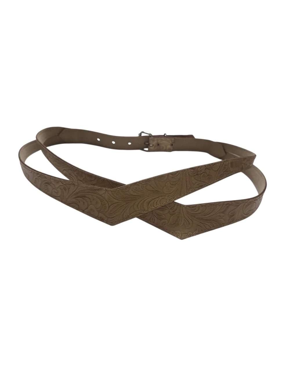 Vintage 80s Tan Embossed Wide Waist Belt Western Statement